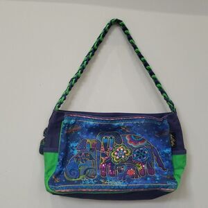 Laurel Burch Tote Bag Purse Handbag Bejeweled Colorful Pups Dogs